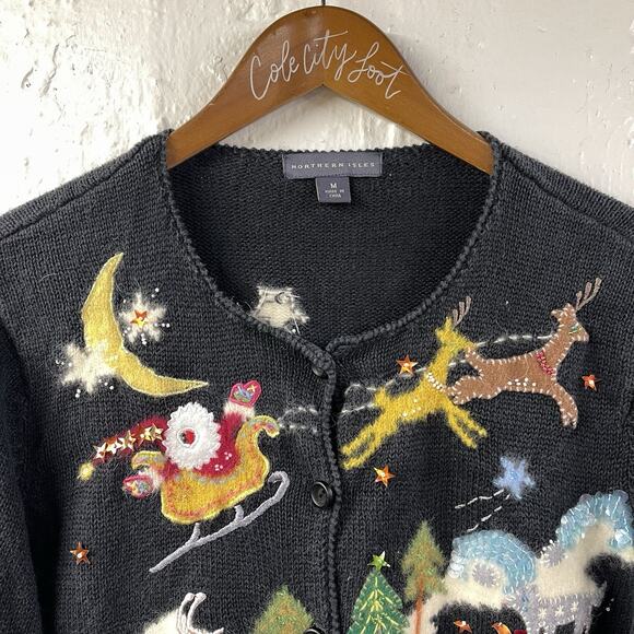 Not So Ugly Christmas Sweater Northern Isles M Colorful Around The World Santa - Picture 2 of 12